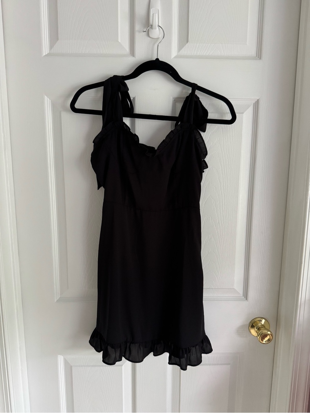 Forever 21 Black Ruffle Tie-Shoulder Mini Dress